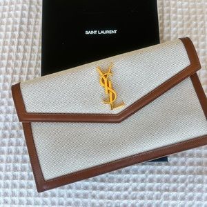 Saint Laurent Tan and Black Clutch